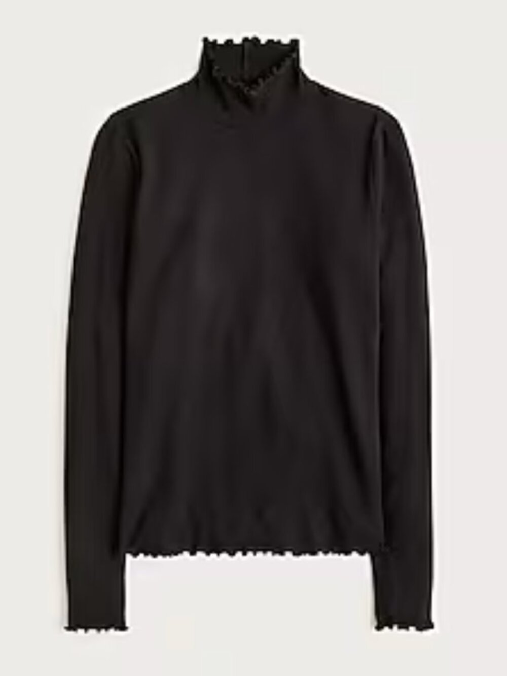 J. Crew Refined rib lettuce trim turtleneck Black Size XS NWT